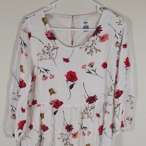 Old Navy White Floral Mini Dress Size L